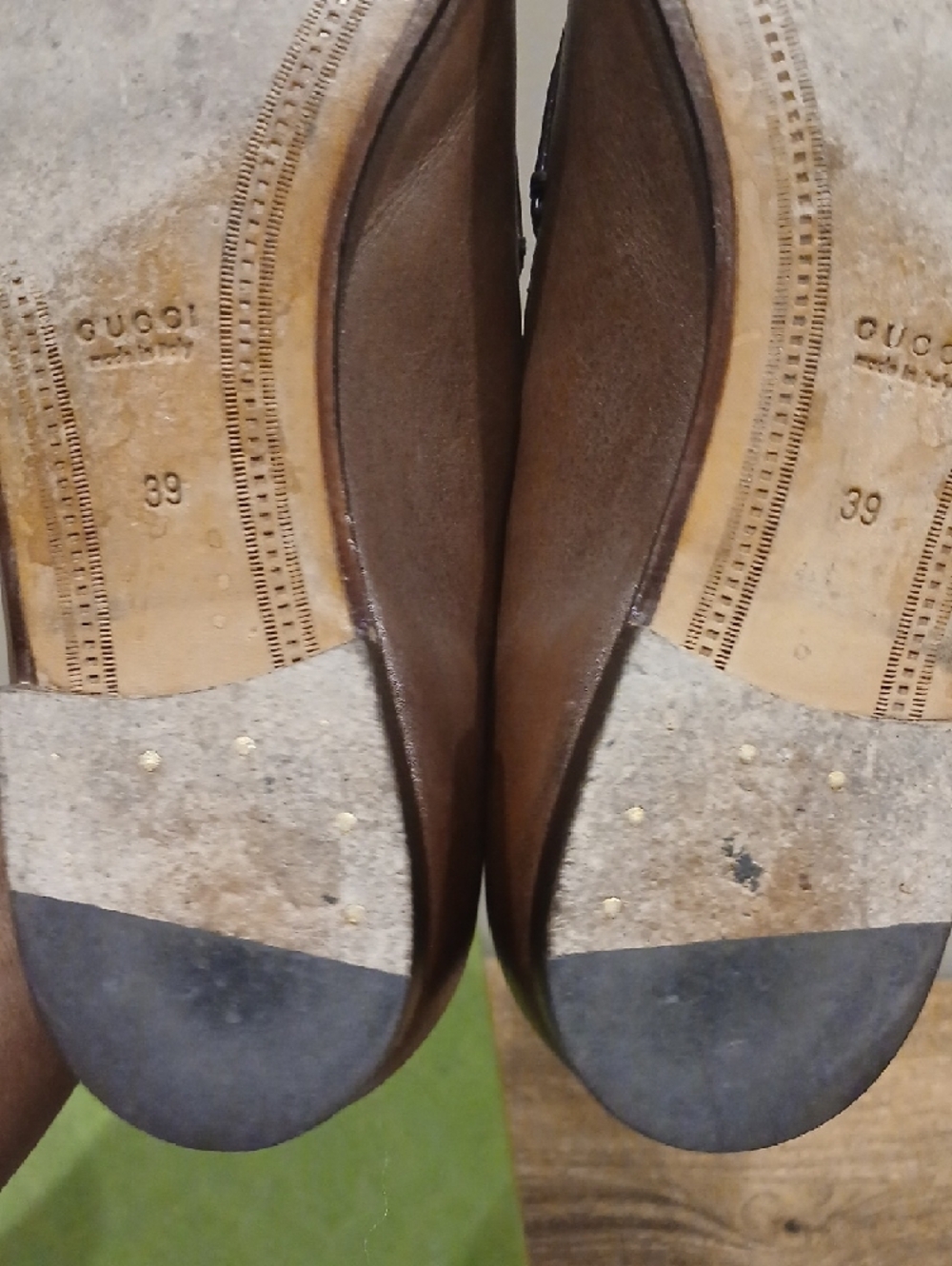 Real Gucci Brown Leather Horsebit Slip-On Loafers. Original Box. 2 Dust Bags - Picture 4 of 8